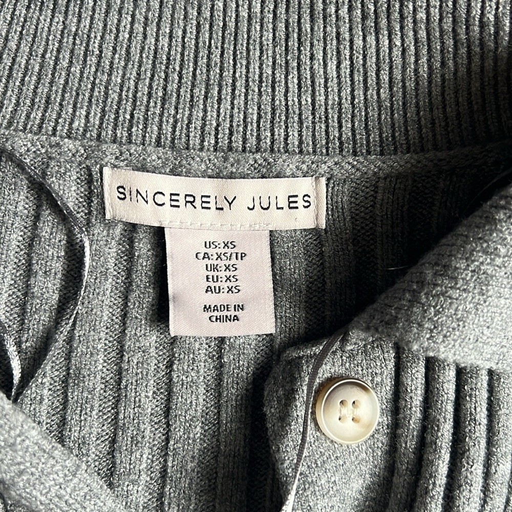 Gray Ribbed Women's Sweater - Picture 2 of 3